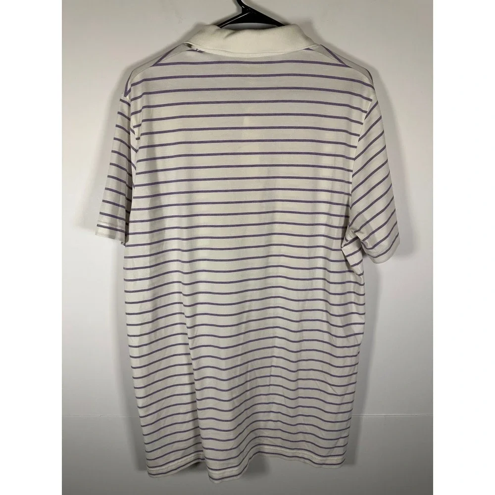 Polo Golf Ralph Lauren Polo Shirt Mens L White Lavender Stripe Short Sleeve